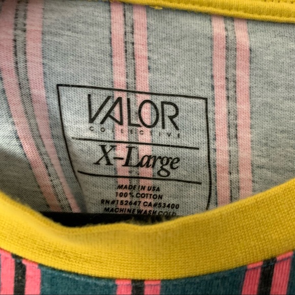 Valor Collective Men’s Striped Green & Pink Miami Shirt - X-Large - Picture 8 of 8